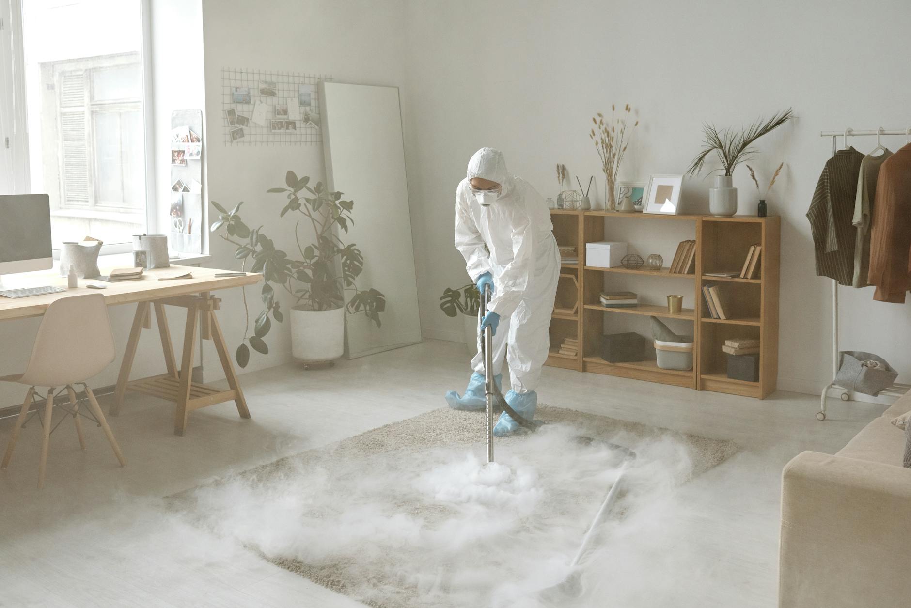 Professional fiber protection treatment being applied to carpet in Rohnert Park home