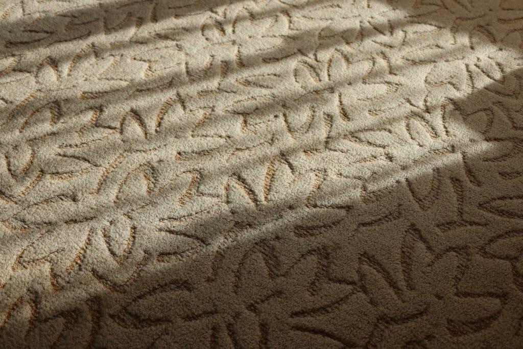 Professional odor neutralization services being applied to area rug by Fiber Care technician